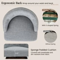 Costway Set Of 4 Swivel Bar Stools Tufted Bar Height Pub Chairs With Rubber Wood Legs Grey/Beige -Furniture Specialty Store GUEST fbd258e0 38b0 4463 ab02 a37c10c23f1e