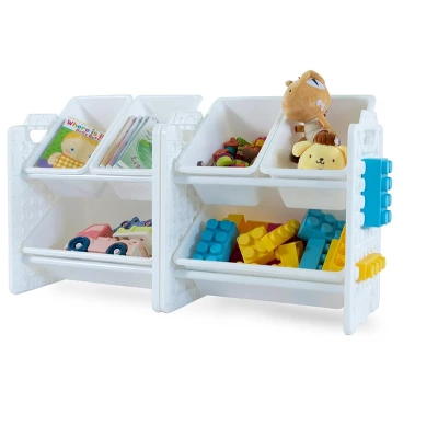 UNiPLAY Toy Organizer With 6 Removable Storage Bins And Block Play Panel, Multi-Size Bin Organizer 7 UNiPLAY Toy Organizer With 6 Removable Storage Bins And Block Play Panel, Multi-Size Bin Organizer - Image 5