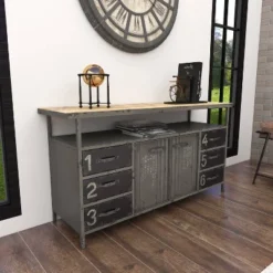 Industrial Wood Buffet Gray - Olivia & May -Furniture Specialty Store GUEST fc445e3c 1b9e 4cc3 8601 e4cdf1a4ad88