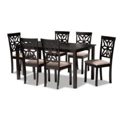 7pc Dallas Fabric Upholstered And Wood Dining Set - Baxton Studio -Furniture Specialty Store GUEST fc6735e2 9556 42ec b179 4ef49b2116b1