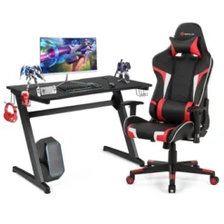 Costway Z-Shaped Racing Style Desk & Massage Gaming Chair Set For Home Office -Furniture Specialty Store GUEST fc6cb6f6 4de0 460f a95d 7cd6696da0d7