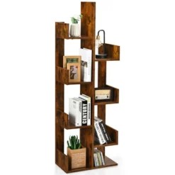Tangkula 8-Tier Modern Bookshelf Anti-fall Tree Bookcase Storage Rack Suitable For Home & Office Brown/White/Black -Furniture Specialty Store GUEST fc8232b0 6a32 4de1 9a10 606d2b05baf9