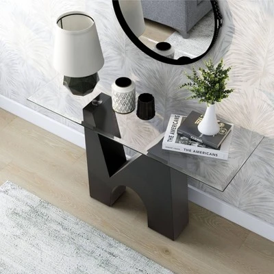 Riverpoint Modern Rectangle Console Table Clear/Black - HOMES: Inside + Out 5 Riverpoint Modern Rectangle Console Table Clear/Black - HOMES: Inside + Out - Image 3