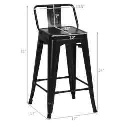 Tangkula Set Of 4 Metal Bar Stools 24" Industrial Chair Low Back Black -Furniture Specialty Store GUEST fdc8fa18 236d 4659 ad10 50470a6fb32a