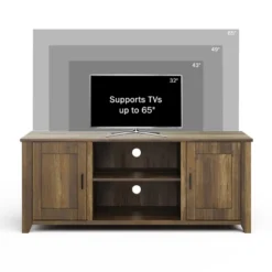 Lavish Home 65-inch TV Stand With 2 Doors, Adjustable Media Console Shelves, And Cable Management, Brown Woodgrain -Furniture Specialty Store GUEST fe7ea50e fab7 4e4d 8fca 8011194f5287
