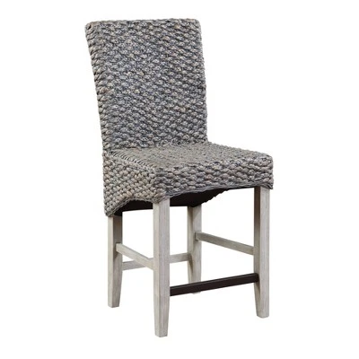 Set Of 2 Melvin Coastal Seagrass Dining Counter Height Barstools With Cushion Gray - Treasure Trove Accents 4 Set Of 2 Melvin Coastal Seagrass Dining Counter Height Barstools With Cushion Gray - Treasure Trove Accents - Image 2