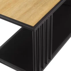 55.5" Modern 4 Shelf With Metal Bar Room Divider Bookcase Coastal Oak/Black - Saracina Home -Furniture Specialty Store GUEST ffa6e104 97bb 4319 b27b 600bbe750d80